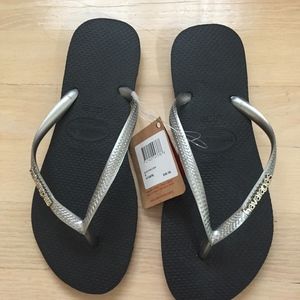 New Havaianas black/silver 37-38 or US 6